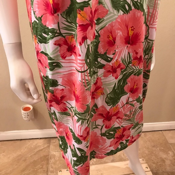Rouge Pink Hibiscus Tank Dress Size 1X Summer Dress Mid Length - Picture 7 of 12